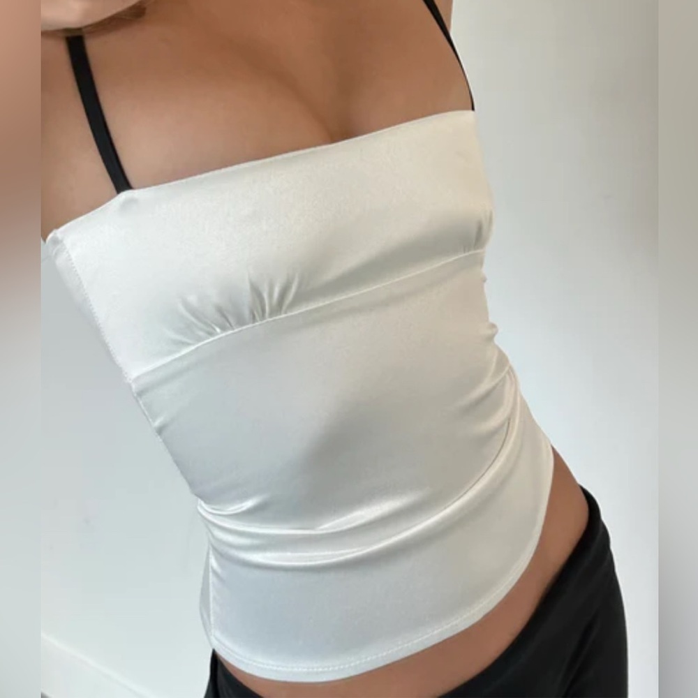 Enduring Kairos White Satin Corset Bustier Top